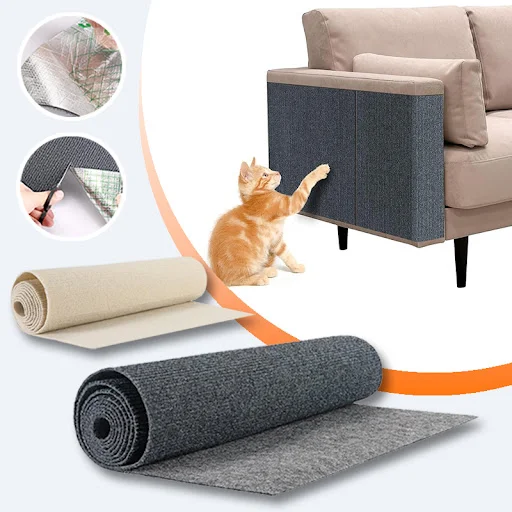 Cat Scratching Mat Cat Carpet with Self-Adhesive Trimmable Cat Scratching Post Carpet, Cat Scratch Furniture Protector