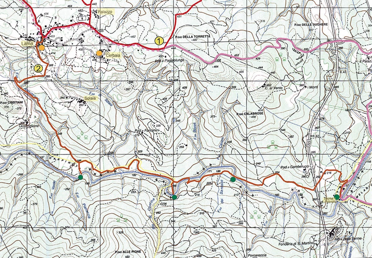 Trekking lungo il torrente Farma, da Lama di Iesa alle Terme di Petriolo 


