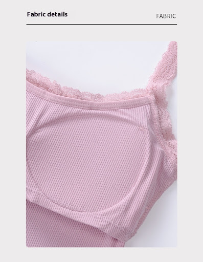 Title 4, Lace Spaghetti-strap Vest Slim-fit with Brassie...