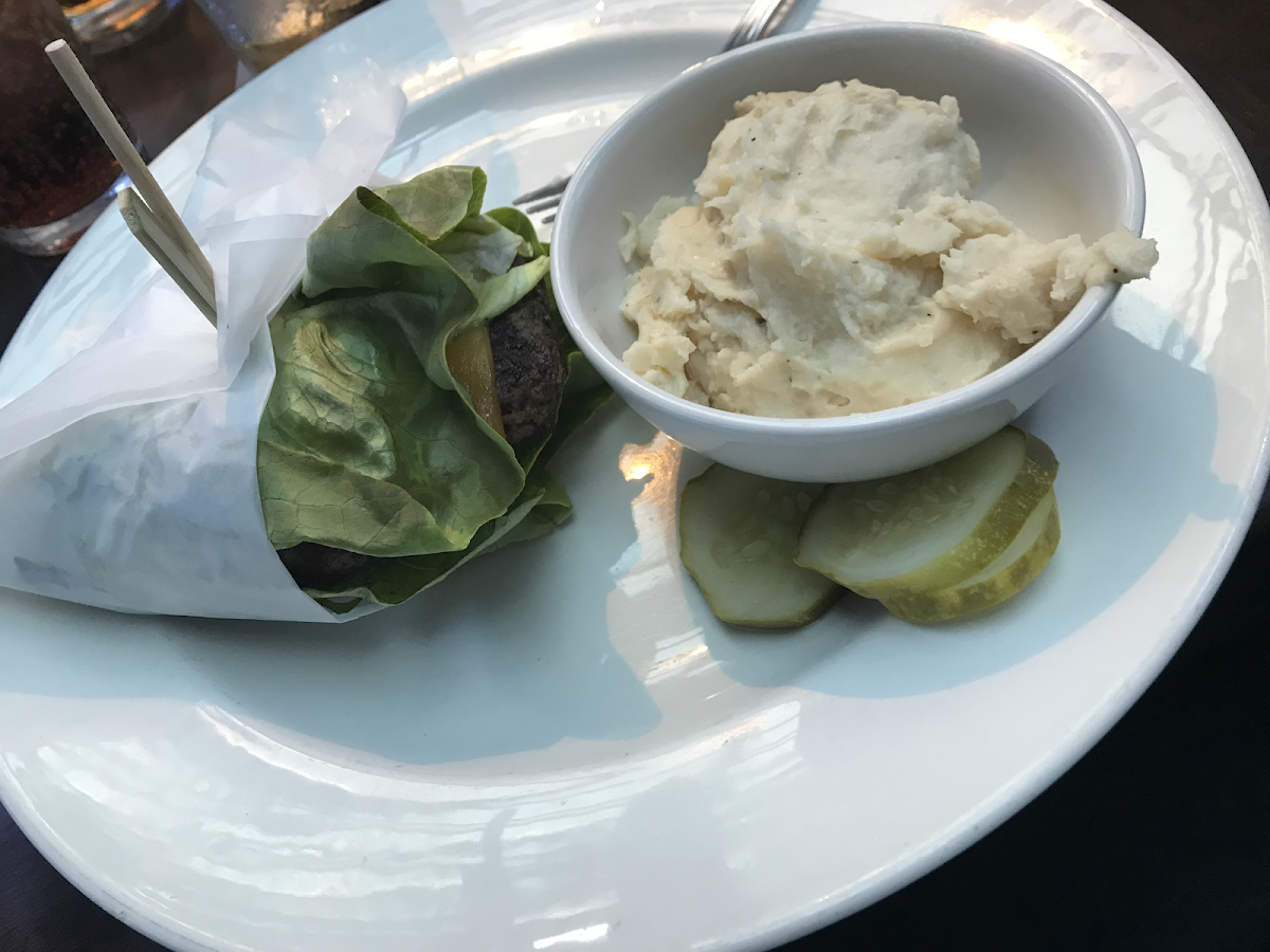 There staff was very helpful as soon as I told them about my allergy they brought me a menu!  I got a burger with lettuce wrap and mashed potatoes and it was amazing!!