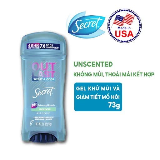 [HSD 01.08.2024] Gel khử mùi và giảm tiết mồ hôi Nữ Secret Unscented Không Mùi 73g