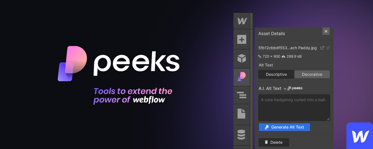 Webflow Extension by Peeks Preview image 1