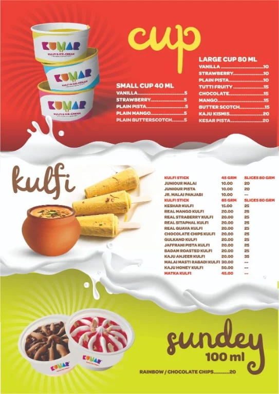 Kumar Ice Cream & Kulfi menu 