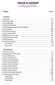 Grub N Gossip menu 1