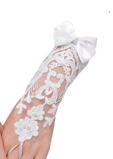 Title 5, Wedding Gloves Mid-length Lace Bow Elegant brid...
