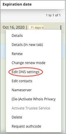 A red circle highlights the Edit DNS settings option on the More menu.