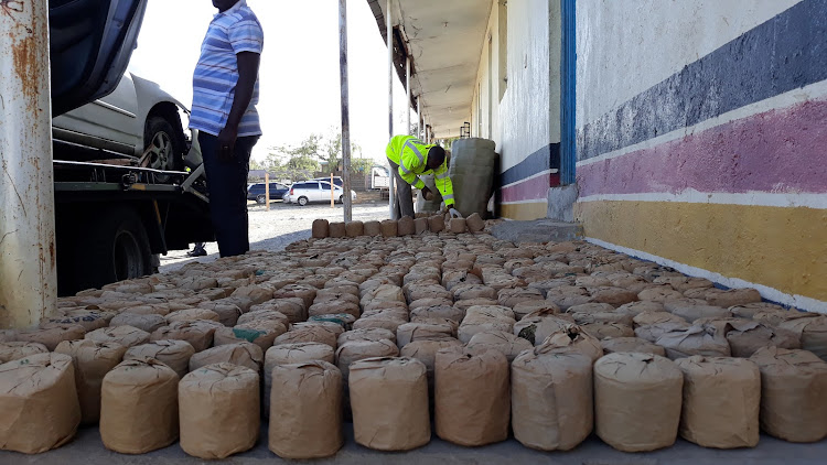 The bhang seized from the vehicle on Sunday