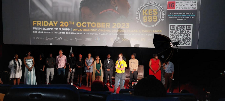 Some of the cast members from the Act of Love short film premier at the Anga Diamond Cinema in Nairobi