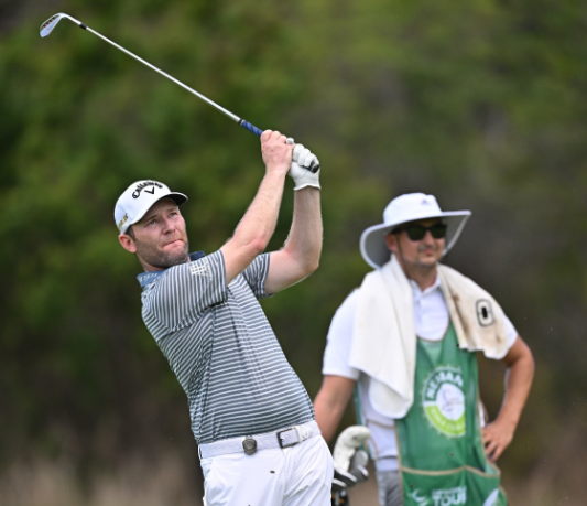 Branden Grace in action on the first day of the Nedbank Golf Challenge at Sun City on Thursday.