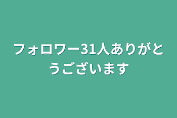 フォロワー31人ありがとうございます