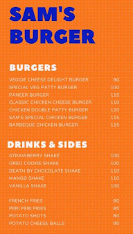 Sam's Burger menu 1