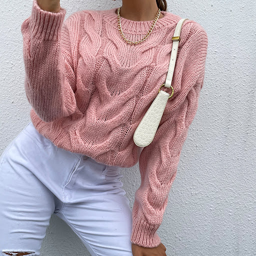 Title 5, Long Sleeve Knitted Thread Turtleneck Loose Swe...