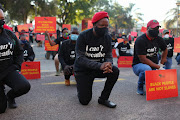 EFF leader Julius Malema outside the US embassy in Pretoria during a solidarity protest against racism and white supremacy. 