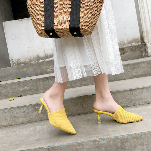 Title 5, Womens Fashion Knitted High Chunky Heel Sandal...