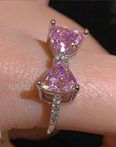Bague en zircone en forme de cœur p - 0