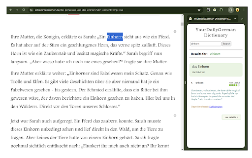 YourDailyGerman Dictionary Extension