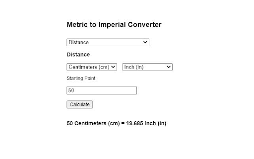 Metric to Imperial Converter