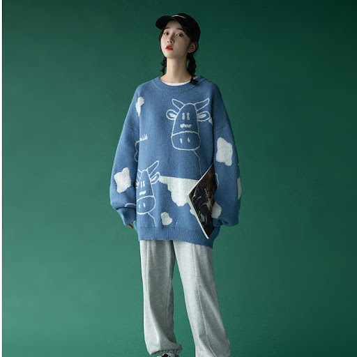 Title 12, College Style Autumn And Winter New Sweet Cow P...