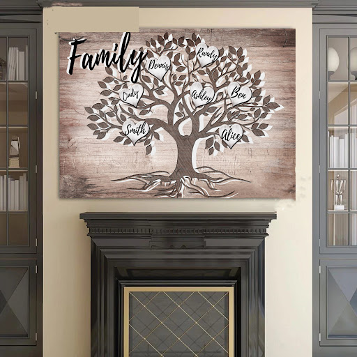Title 3, Family Tree Canvas Painting Custom Name Wall Ar...