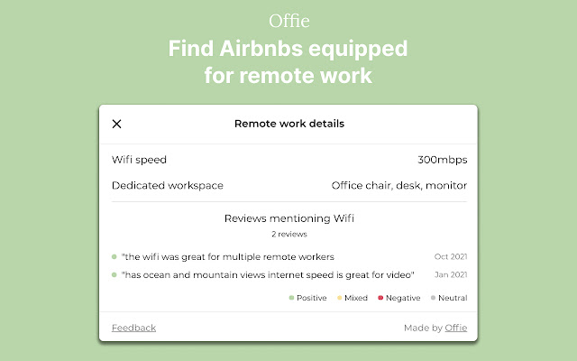 Offie - Airbnb Wifi Reviews chrome extension