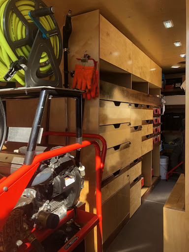 inside work truck unblocking equipment