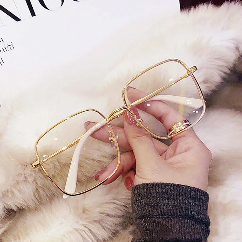 Damesmode anti-blauw licht HD effen bril metalen frame