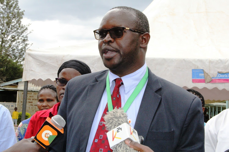 Laikipia Health CEC Dr Lenai Kamario addressing the media on preparedness for COVID-19 at Nanyuki Teaching and Referral hospital on Tuesday.