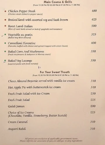 Aqua Lounge - Hotel Aurora Towers menu 