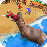 Angry Hippo Attack Simulator-City  Beach Attack