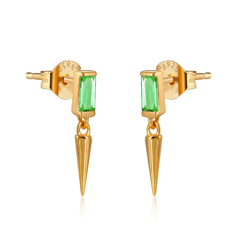 Sterling Silber Nadel Konischer Geometrischer Farb Zirkon Ohrstecker für stilvollen Look. Diese Ohrringe sind elegant und einfach zu tragen.