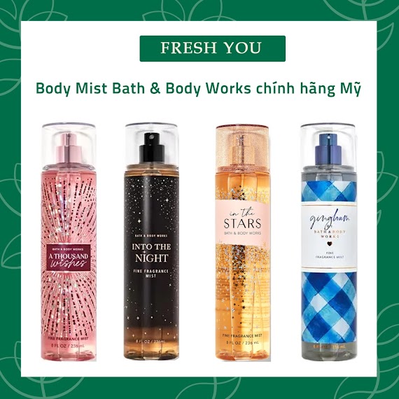 (Đủ Mùi Bbw 1) Xịt Thơm Toàn Thân Body Mist Bath & Body Works