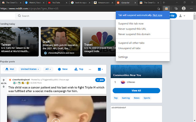 New Tab Suspender chrome extension