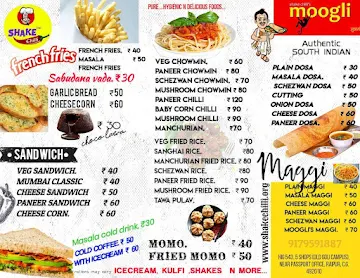 Shake Chilli's Moogli menu 