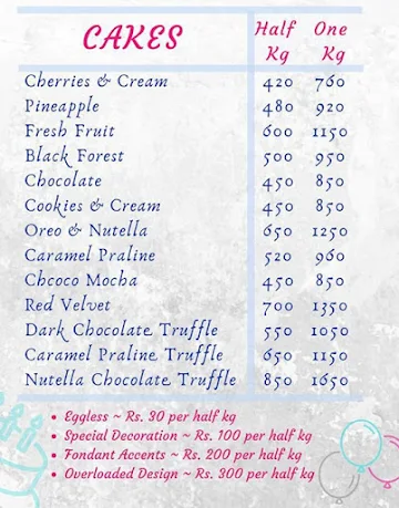 Sugar Crumbs menu 