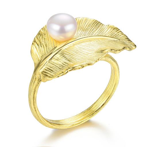 Title 4, Leaf Pearl Sterling Silver S925 Womens Ring, A...