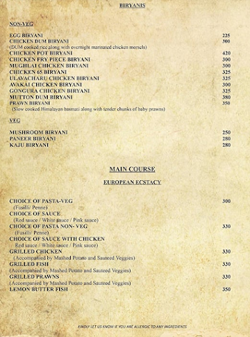 Maai Restaurant - The Beacon Hotel menu 