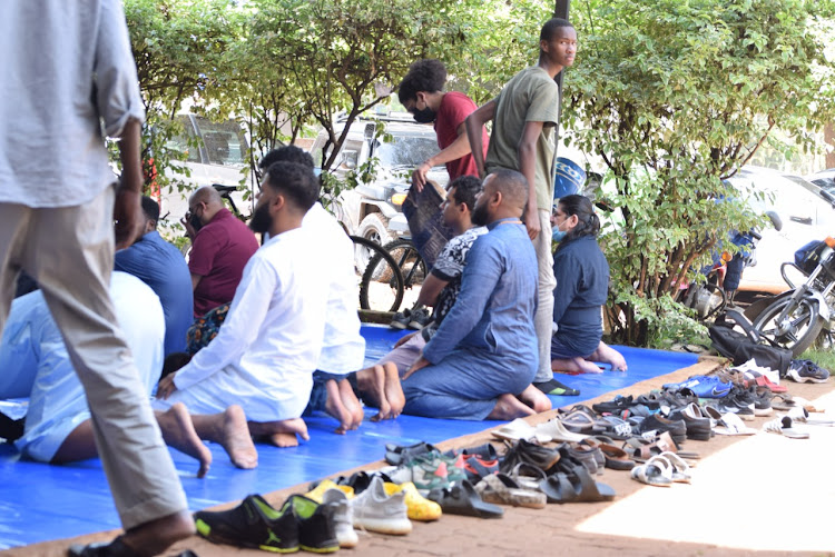 Muslim Faithfuls engage in prayers two weeks into Ramadhan at the Rabita mosque in Westlands, Nairobi.