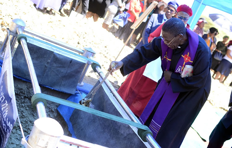 Family and friend mourn the passing of Tlotlo Sedibe during a funeral service held at his home in Setlopo village. Tlotlo lost his life at illegal initiation school after he was found beaten up to death. Photo: Tiro Ramatlhatse