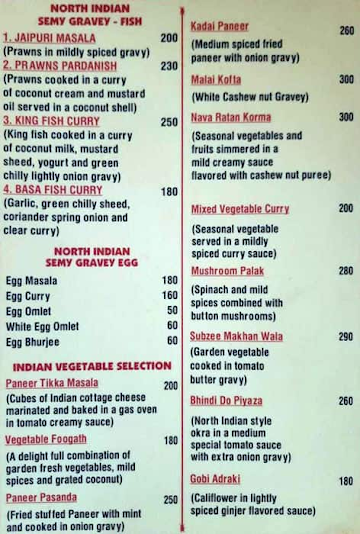 Mirchi Multicuisine Restaurant menu 