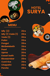 Hotel Surya menu 1