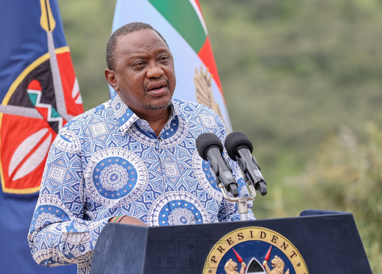 President Uhuru Kenyatta at a past press conference.