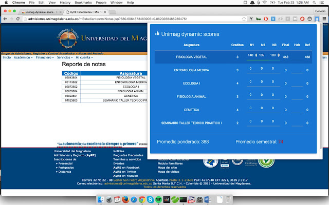 Calculadora de notas Unimag