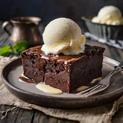 Hot Chocolate Brownie With Vanilla Ice Cream [100 Ml, 50 Grams]