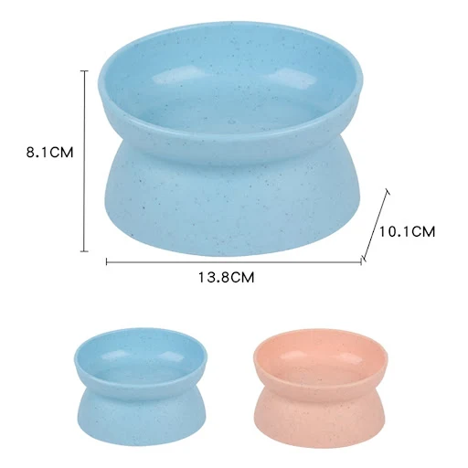 Cat Bowl 15 Degrees Raised Plastic Non-Slip Puppy Base Dog Cat Food Drinking Water Feeder Tilt Safeguard Neck Pet Bowls