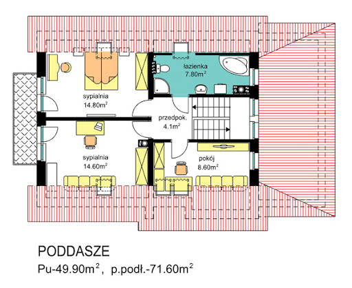 BW-54 front południowy - Rzut poddasza