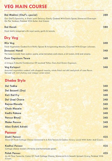 Namaste Punjab menu 