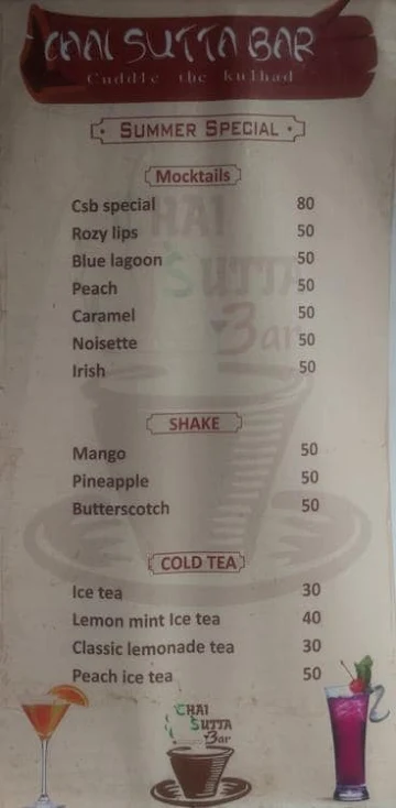 Chai Sutta Bar menu 