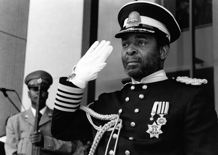 King Goodwill Zwelithini during the opening of the Kwa Zulu-Natal legislature on May 3 1995.