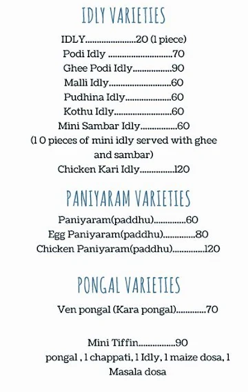 Sree Saravana Bhavan menu 