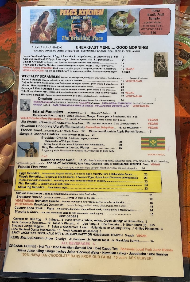 Menu with marked gluten free options